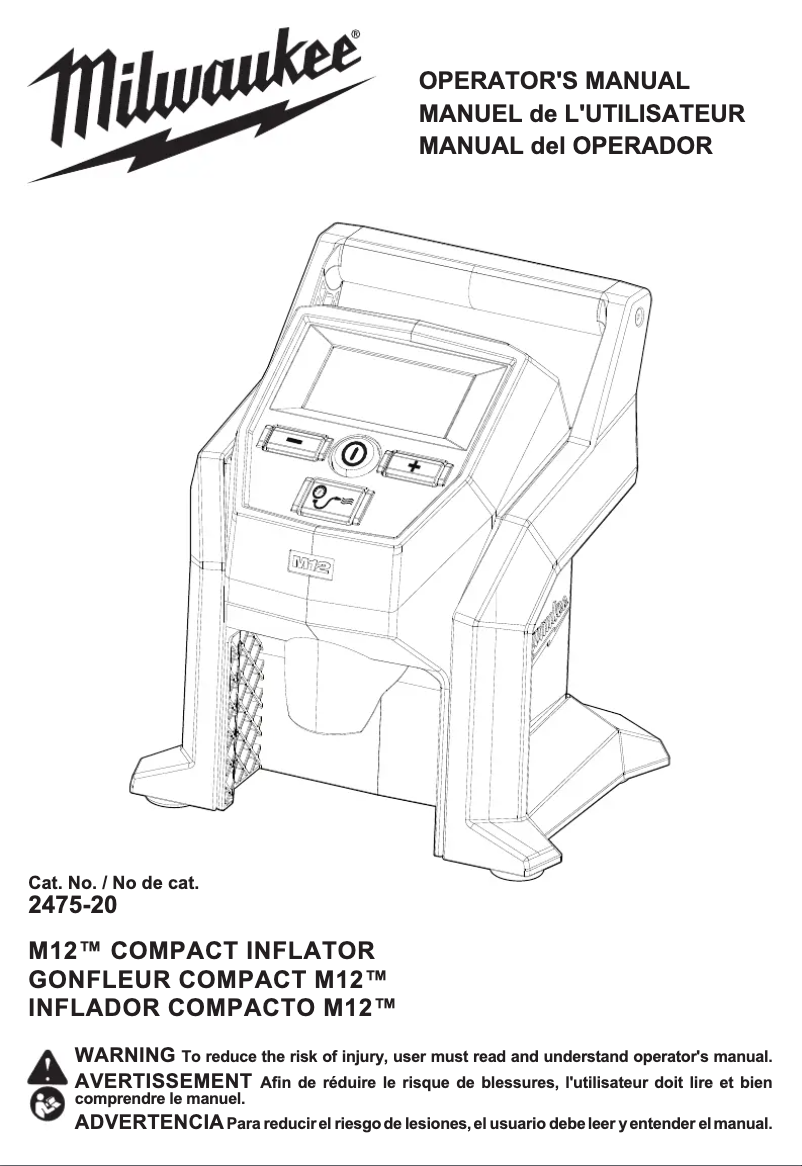 Page 1 of the manual User Manual Milwaukee 2475-20