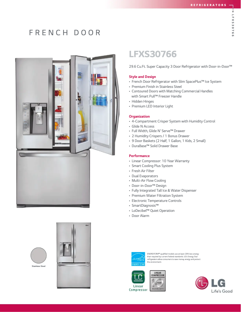 First page image of the manual for LFXS30766S