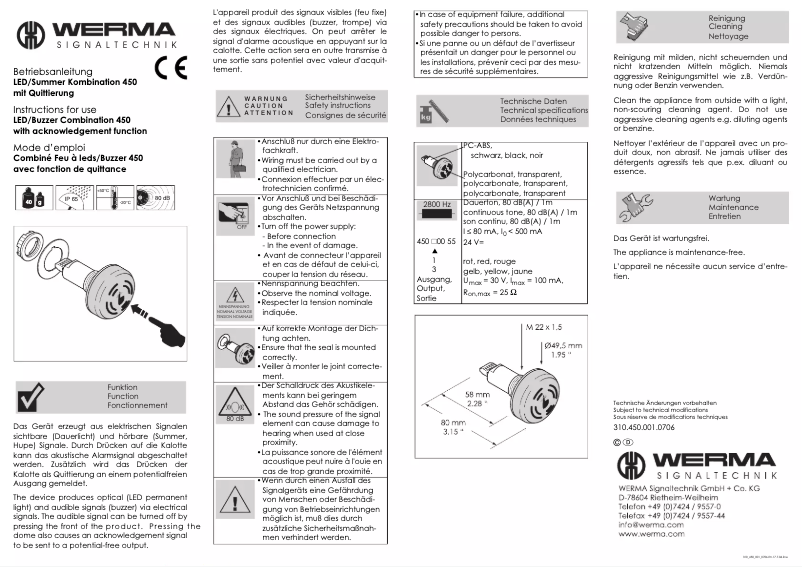 Page 1 of the manual User Manual Werma 450.100.55