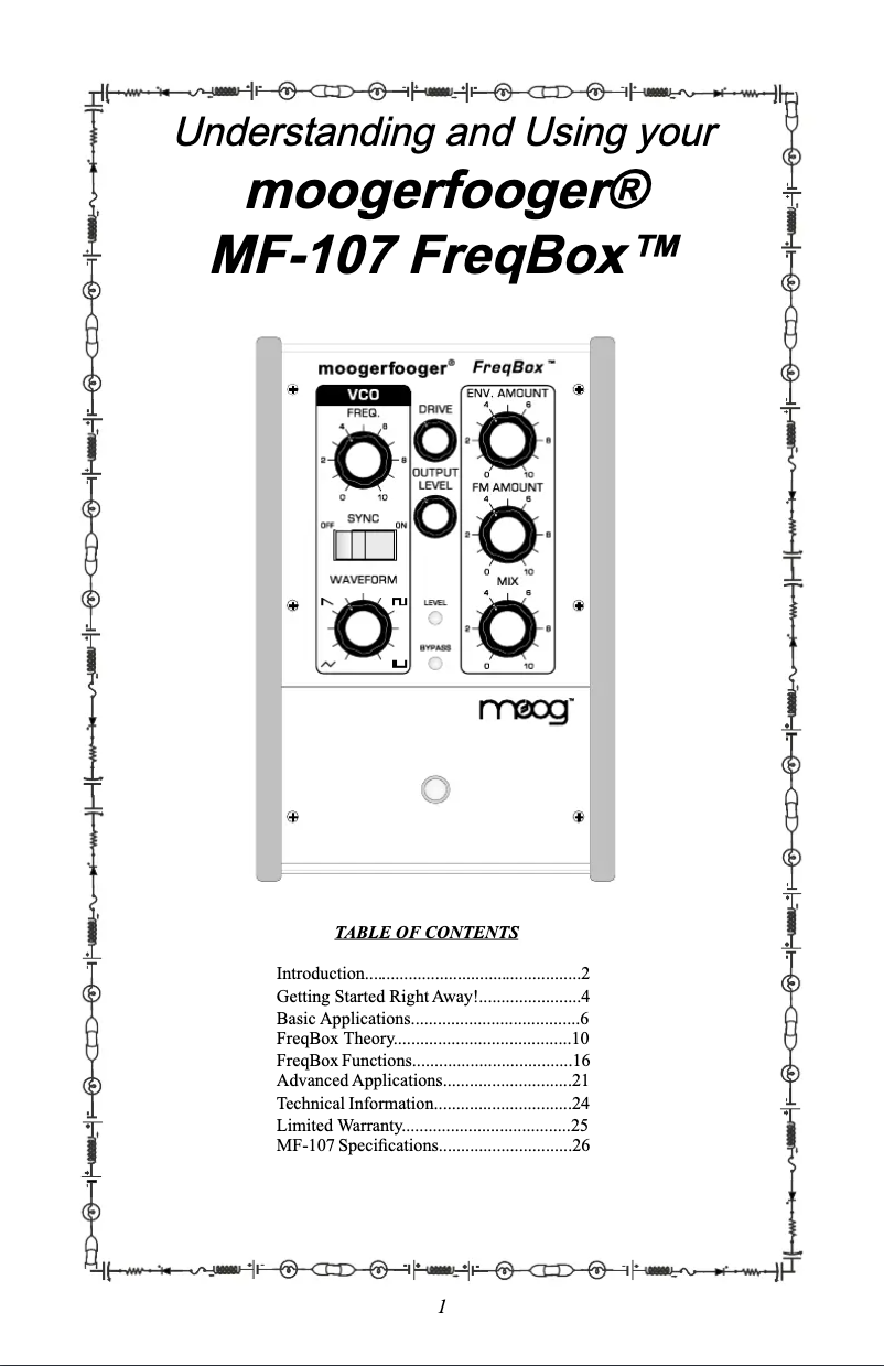 Page 1 of the manual User Manual Moog Freqbox MF-107