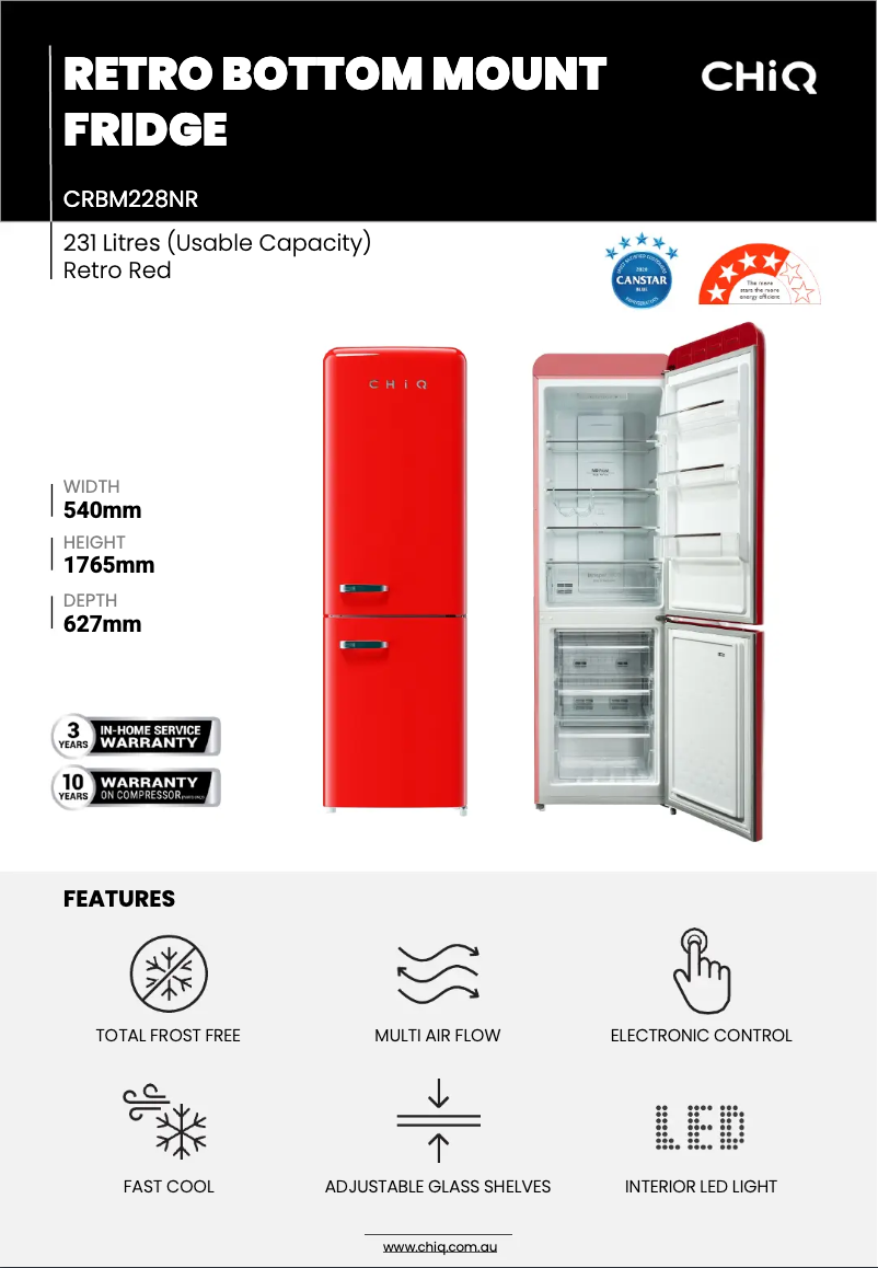 Page 1 de la notice Fiche technique CHiQ CRBM228NR