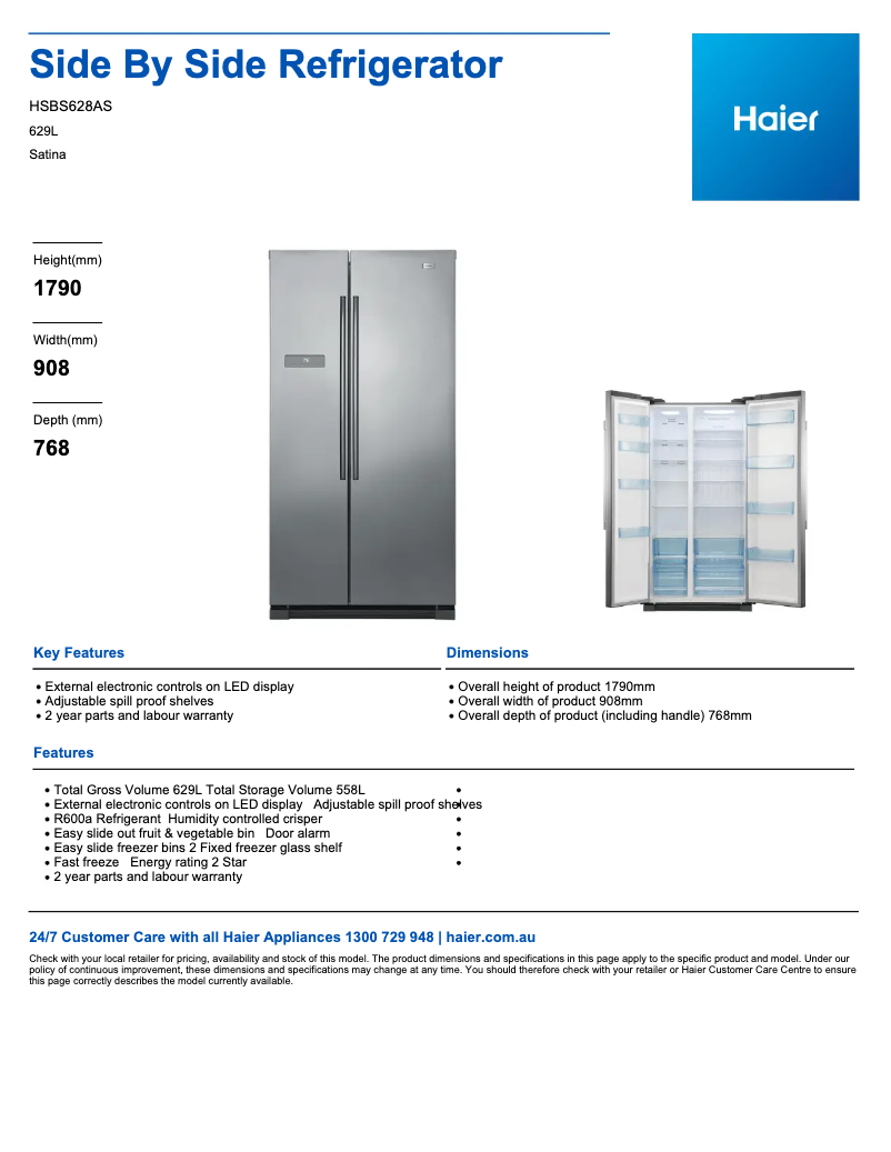 First page image of the manual for HSBS628AS