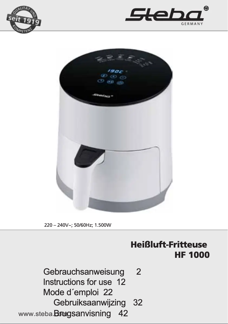 First page image of the manual for HF 1000