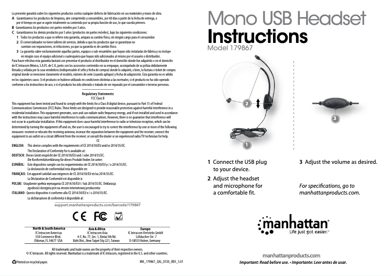 First page image of the manual for 179867