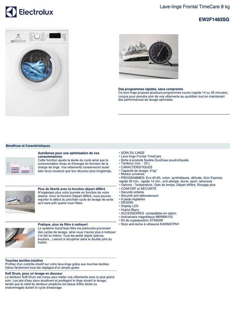 First page image of the manual for EW2F1483SG