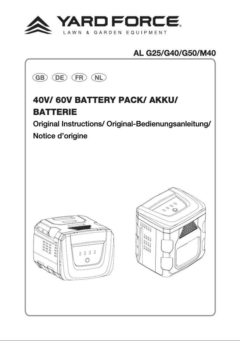 Page 1 de la notice Manuel utilisateur Yard Force AL G40