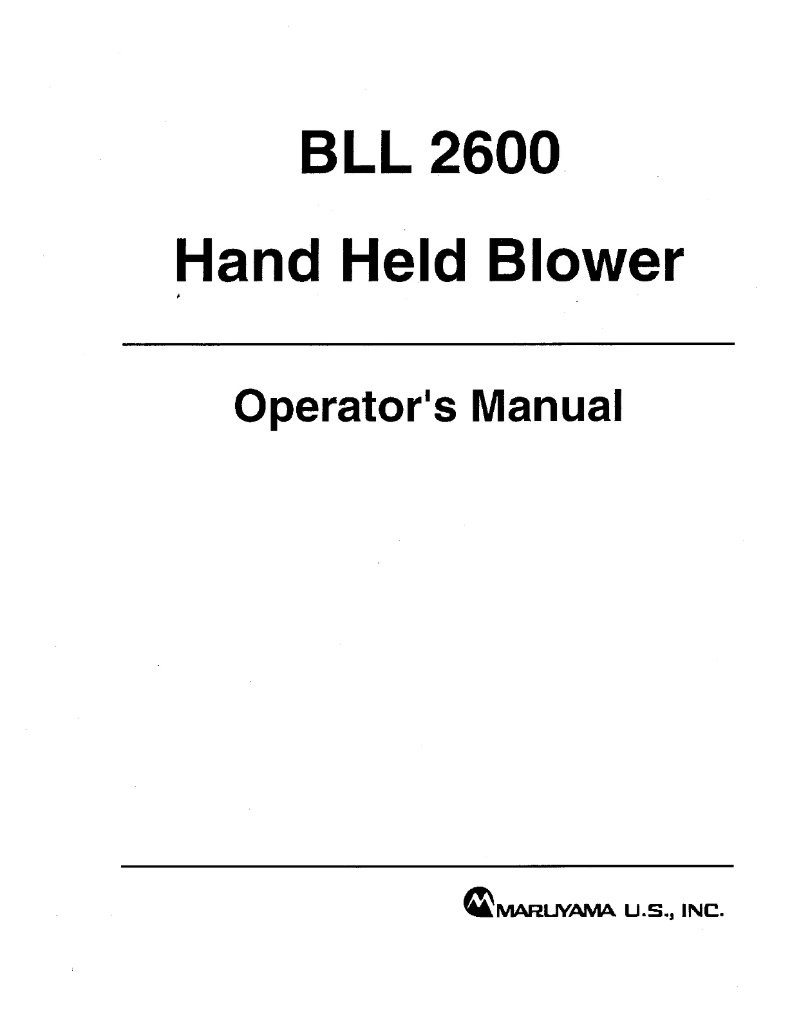 First page image of the manual for BLL2600