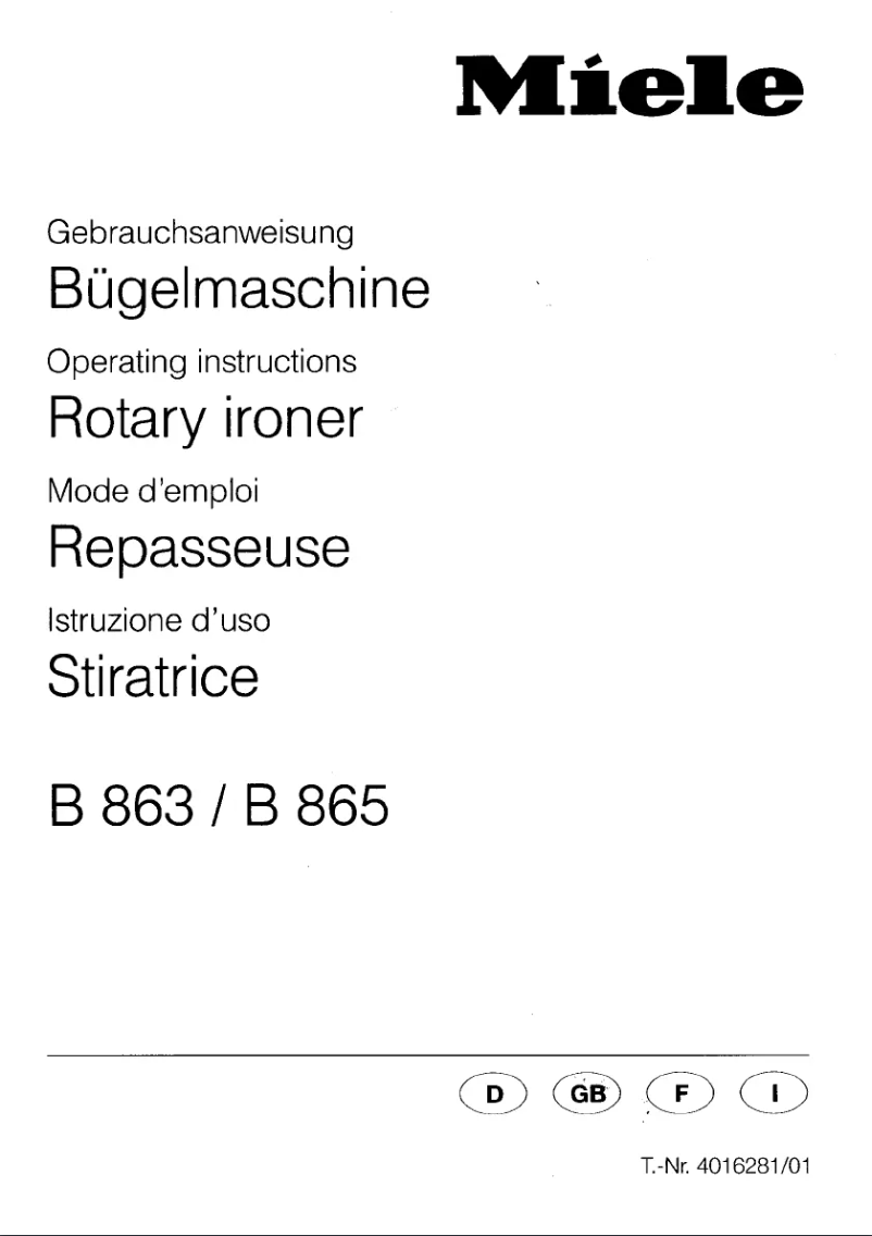 First page image of the manual for B863