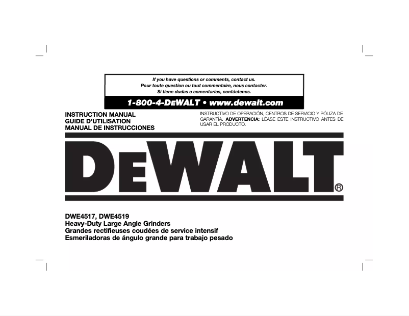 Page 1 of the manual User Manual DeWalt DWE4517W