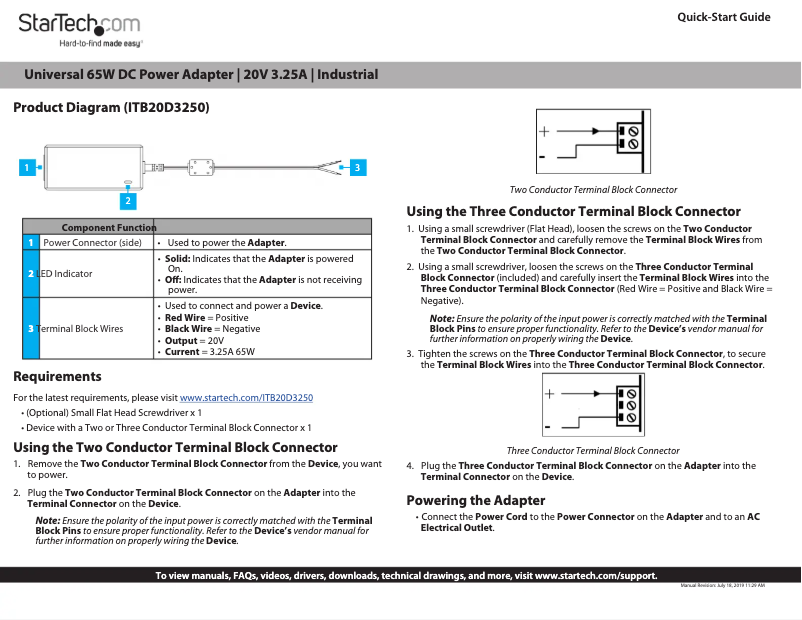 Page 1 of the manual User Manual StarTech.com ITB20D3250
