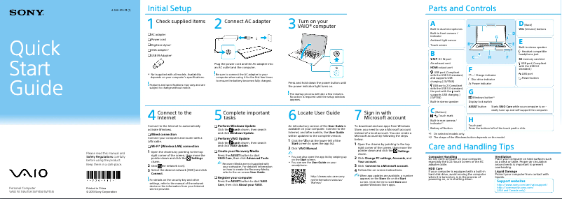 Page 1 of the manual Installation Guide Sony Vaio Fit 14 SVF14N25CDS