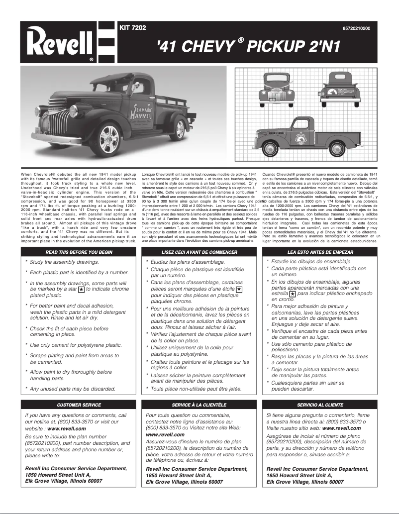 Page 1 of the manual User Manual Revell '41 Chevy Pickup 2 'n 1