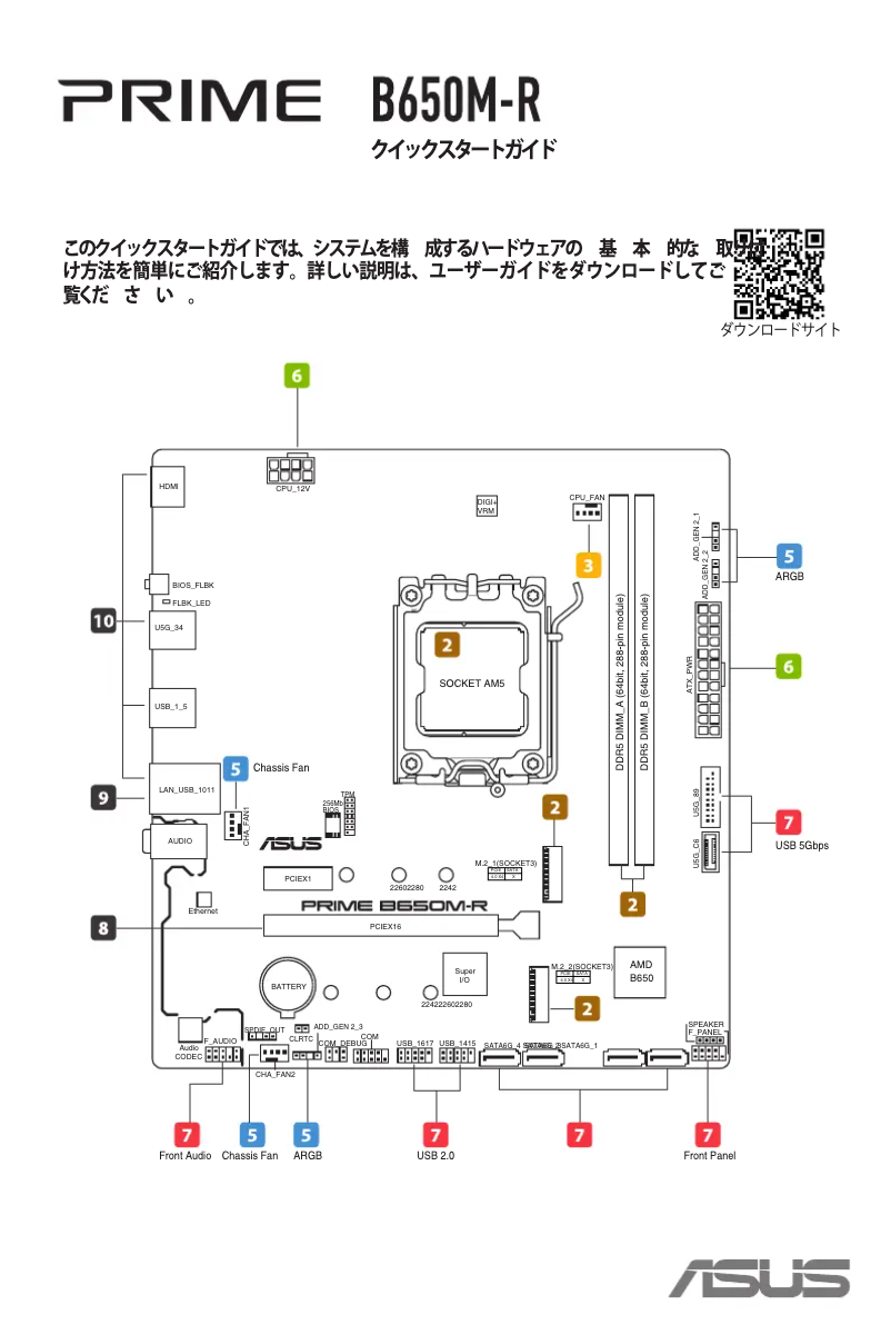 Page 1 of the manual Quick Start Guide Asus PRIME B650M-R