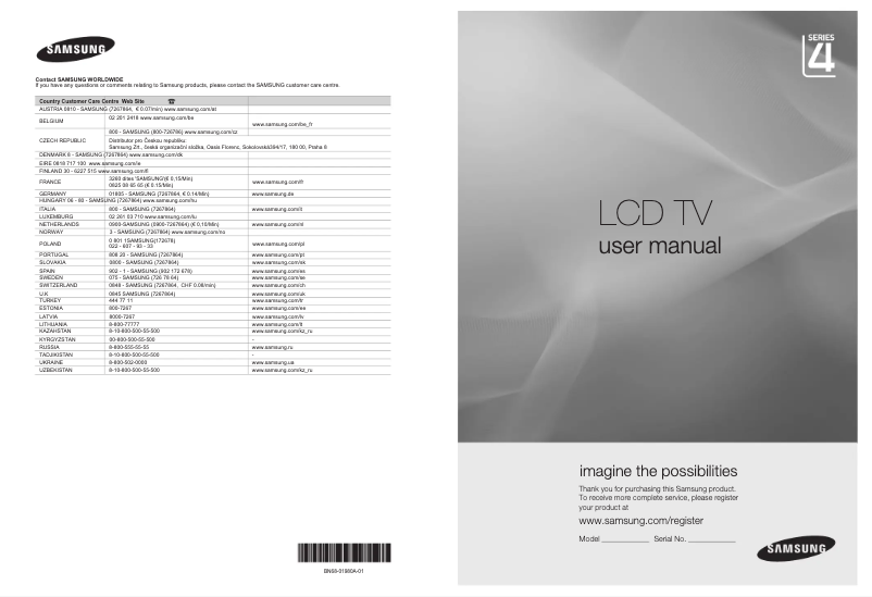 Page 1 of the manual User Manual Samsung LE-22B450C8W/XXU