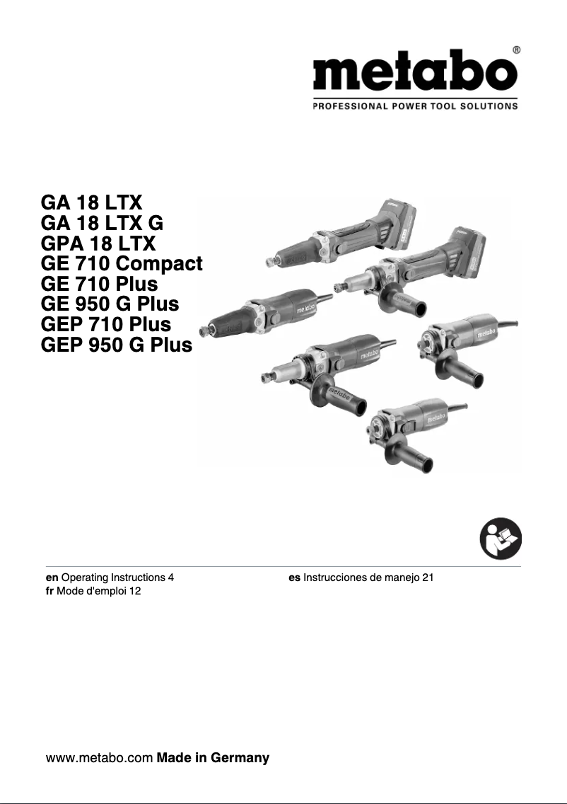 Page 1 of the manual User Manual Metabo GE 710 Plus