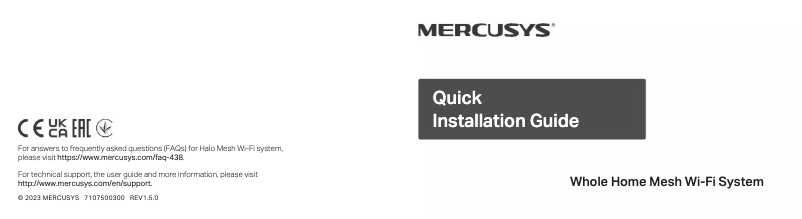 Page 1 of the manual Installation Guide Mercusys Halo H60X