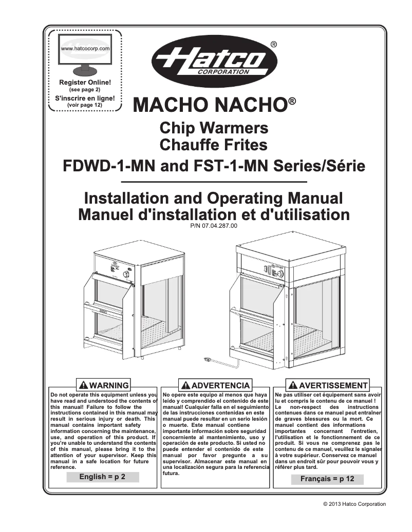 First page image of the manual for Macho Nacho FST-1-MN