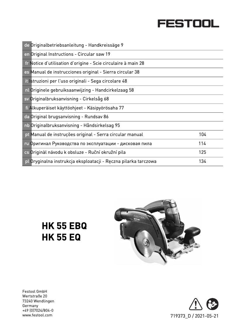 Page 1 of the manual User Manual Festool HK 55 EBQ-Plus
