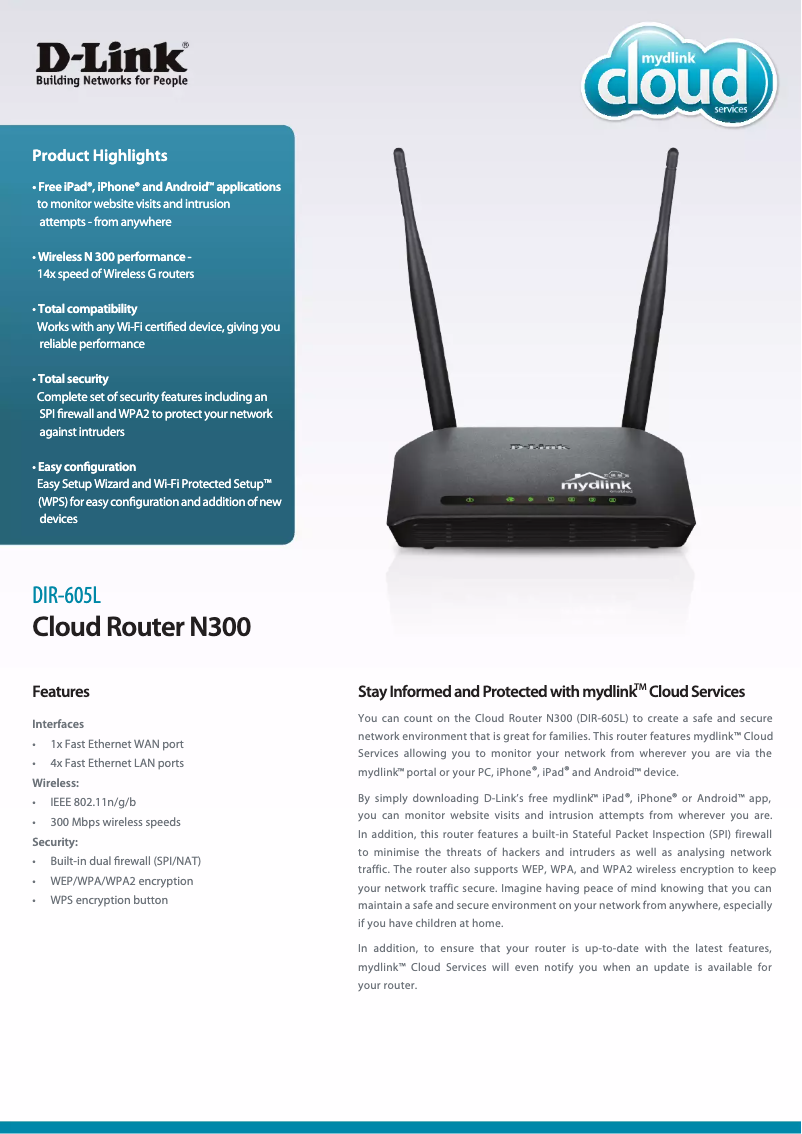 Image de la première page du manuel de l'appareil DIR-605L