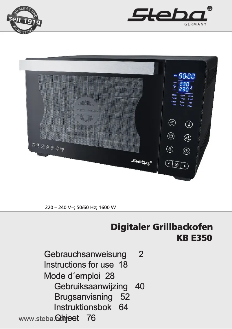 Page 1 of the manual User Manual Steba KB E350