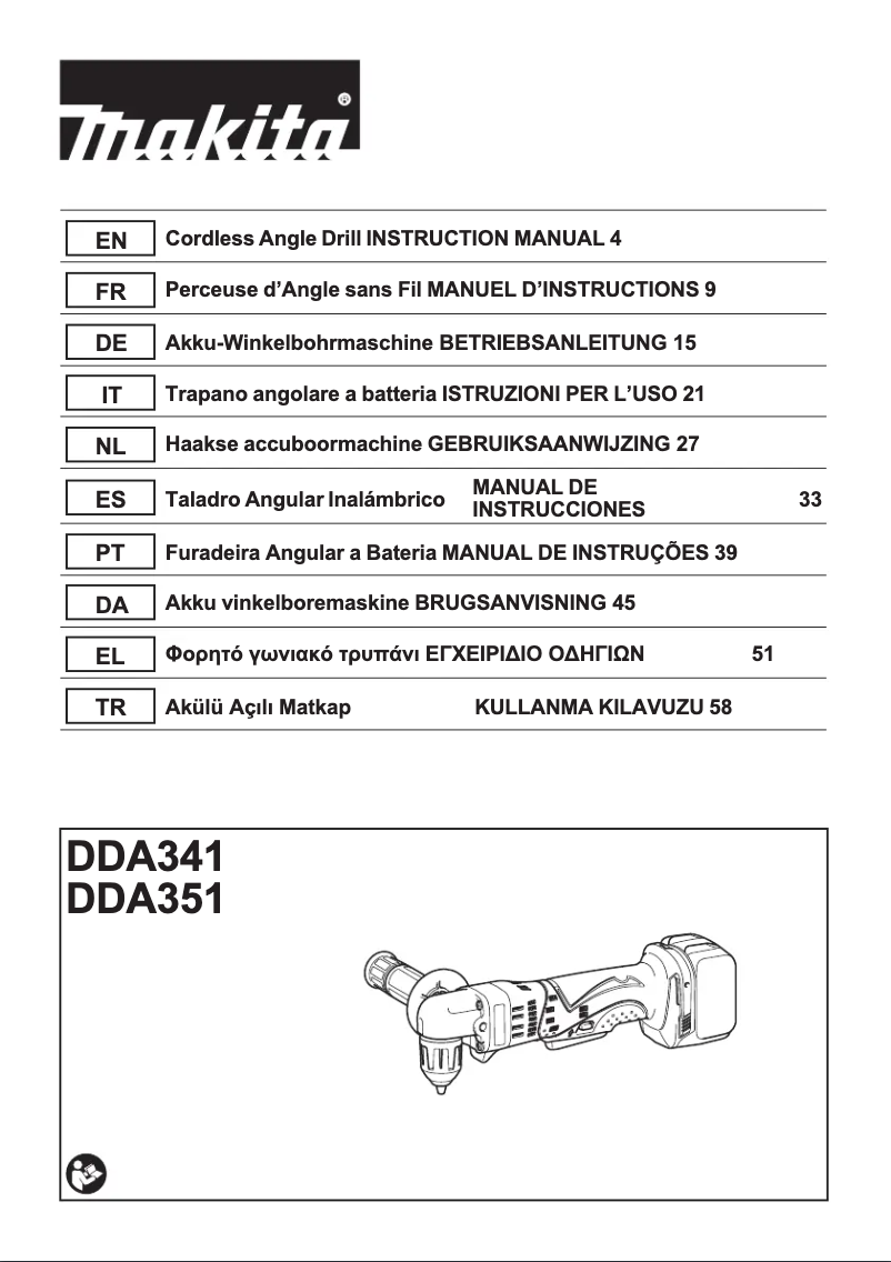 Page 1 of the manual User Manual Makita DDA341
