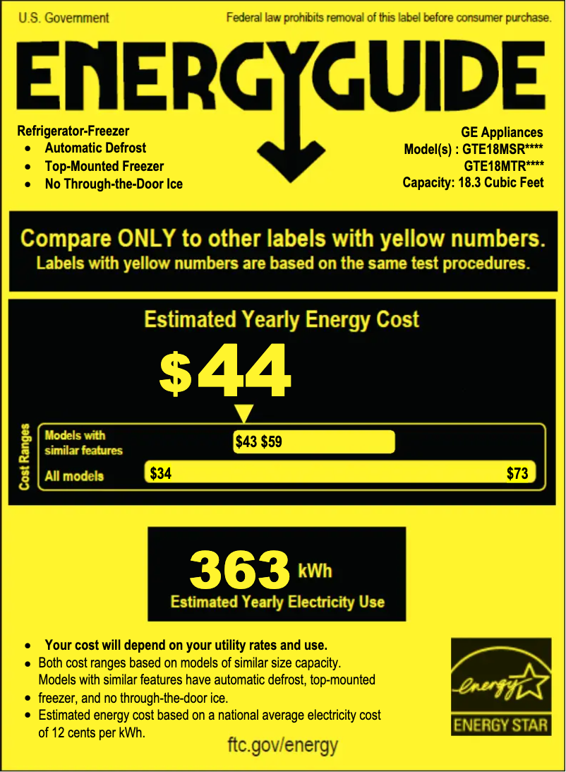 First page image of the manual for GTE18MTRRWW