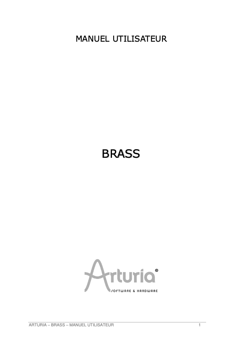 Page 1 of the manual User Manual Arturia Brass