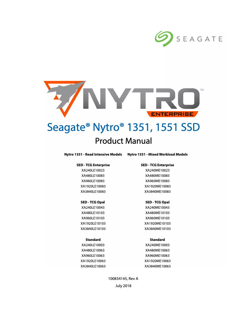 Page 1 of the manual User Manual Seagate Nytro 1551