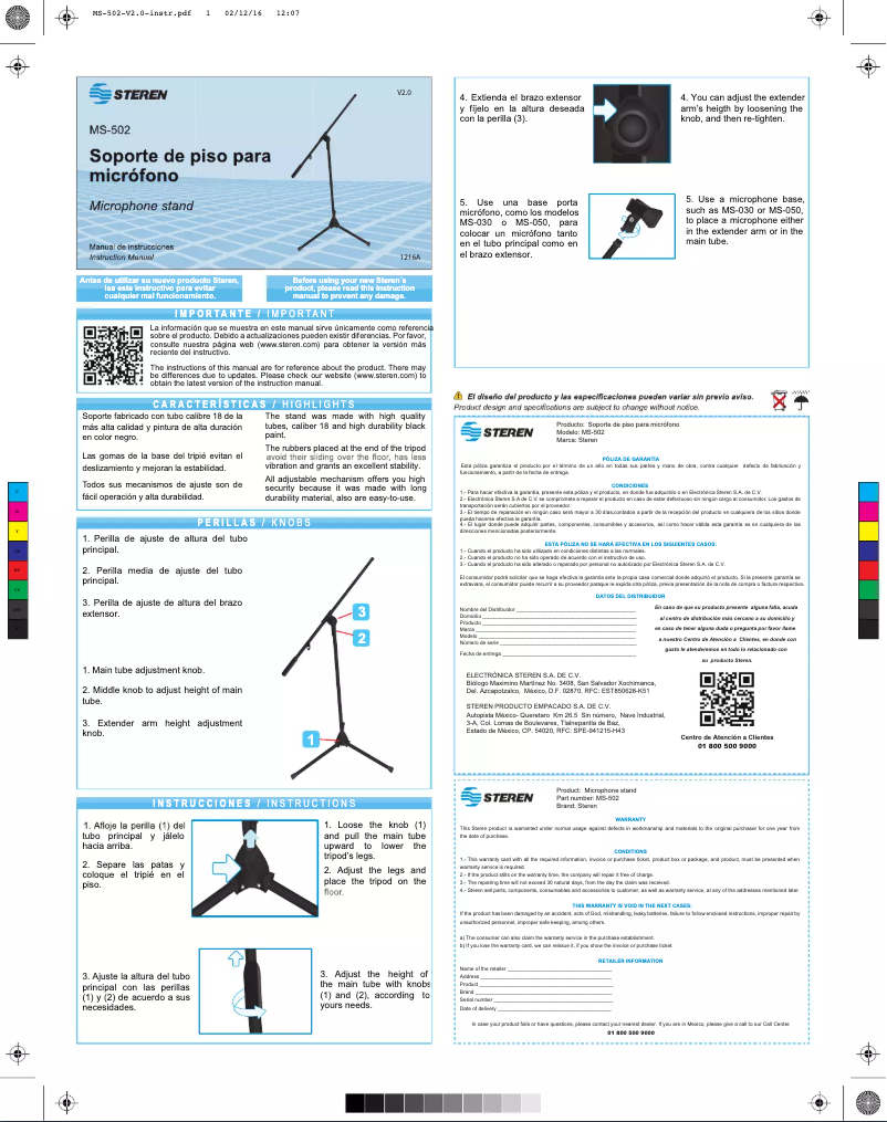 First page image of the manual for MS-502
