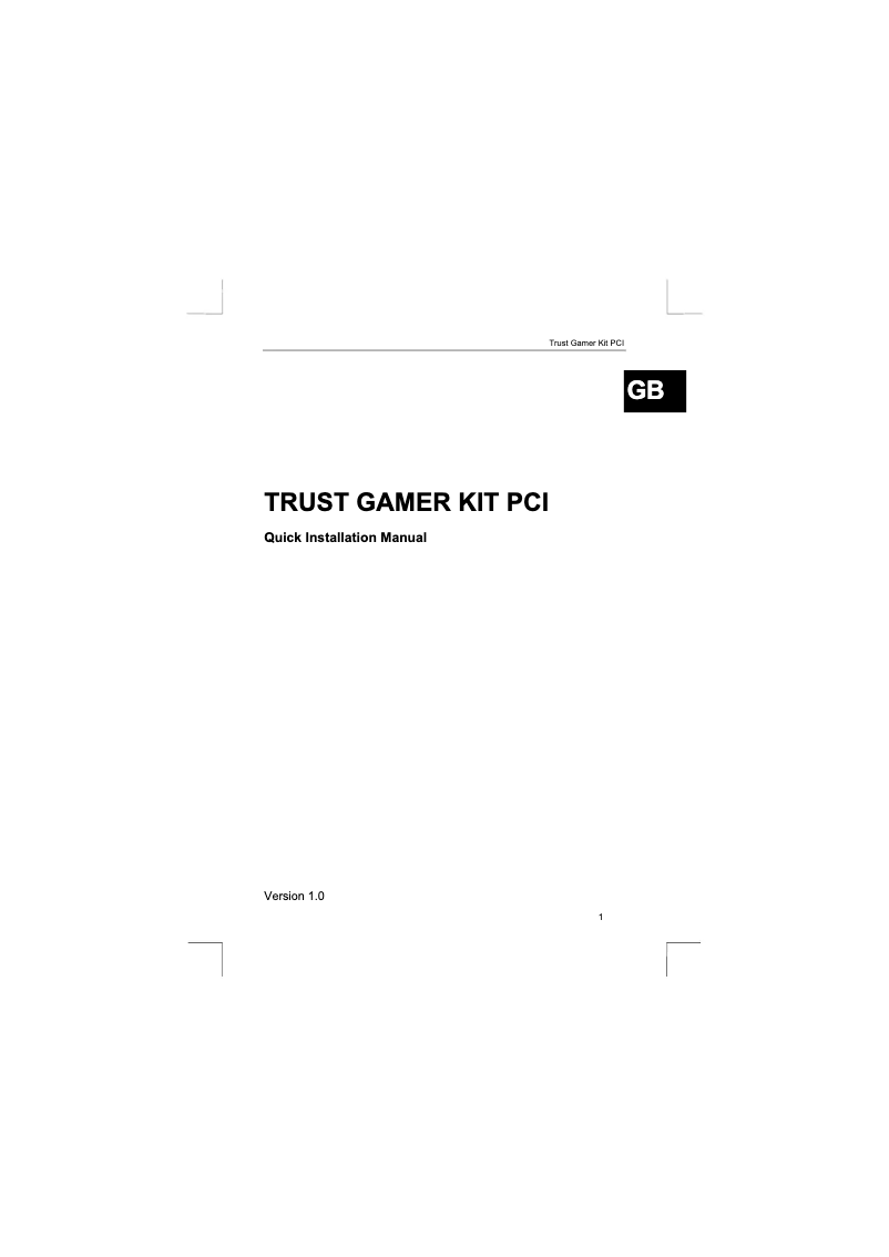 First page image of the manual for Gamer Network Kit PCI