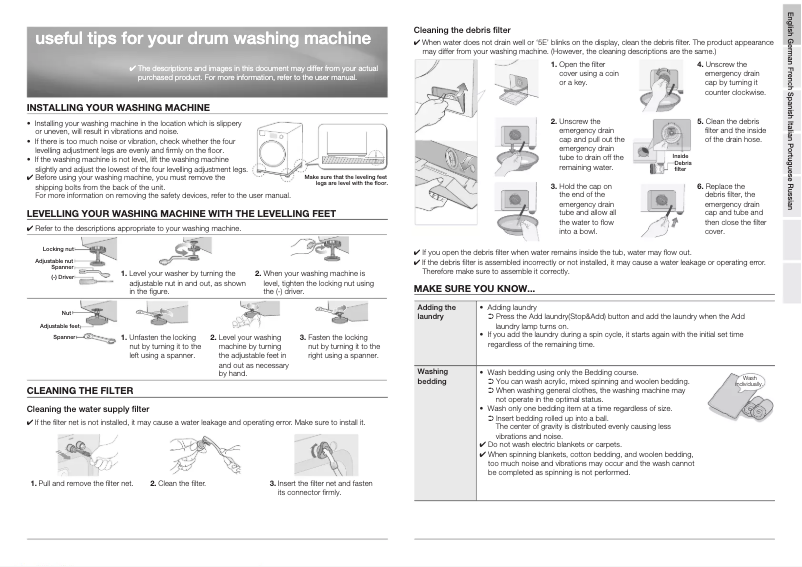 Page 1 of the manual Installation Guide Samsung WF1600WCW