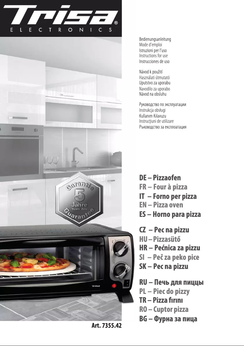 Page 1 of the manual User Manual Trisa Pizza al Forno 7355.42