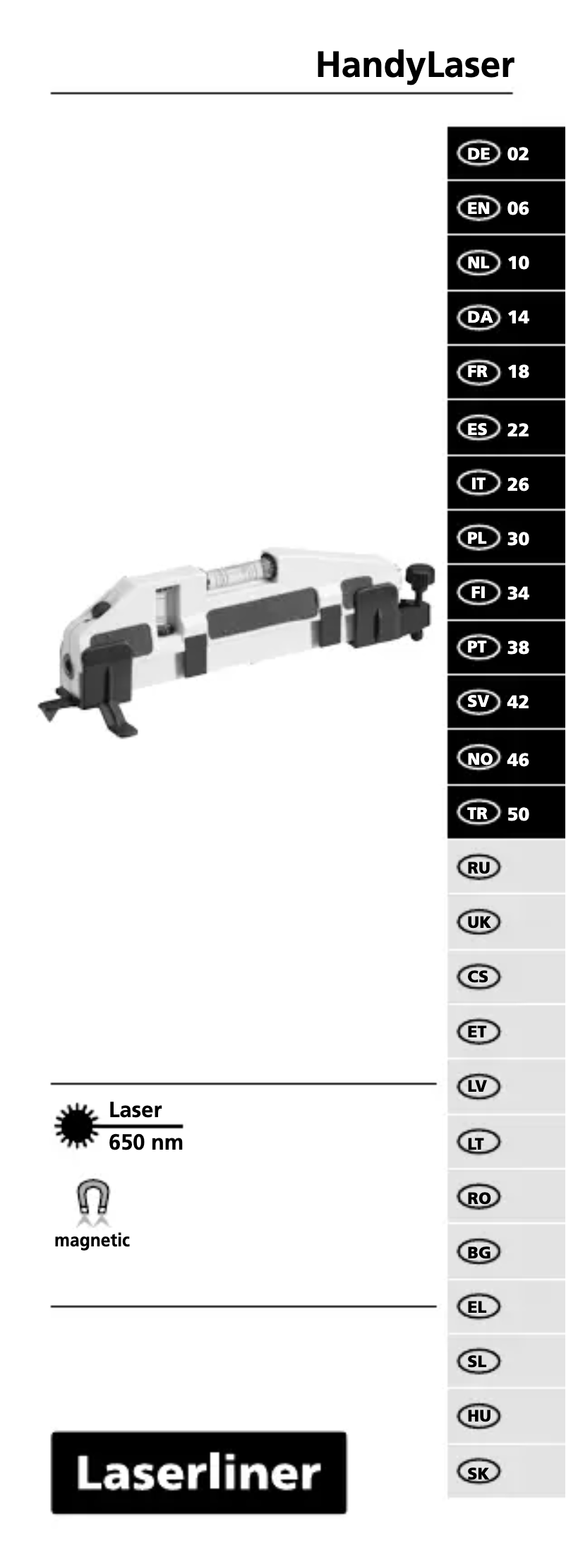 First page image of the manual for HandyLaser