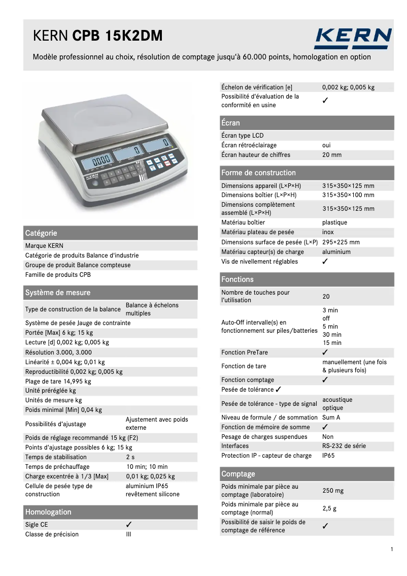 First page image of the manual for CPB 15K2DM