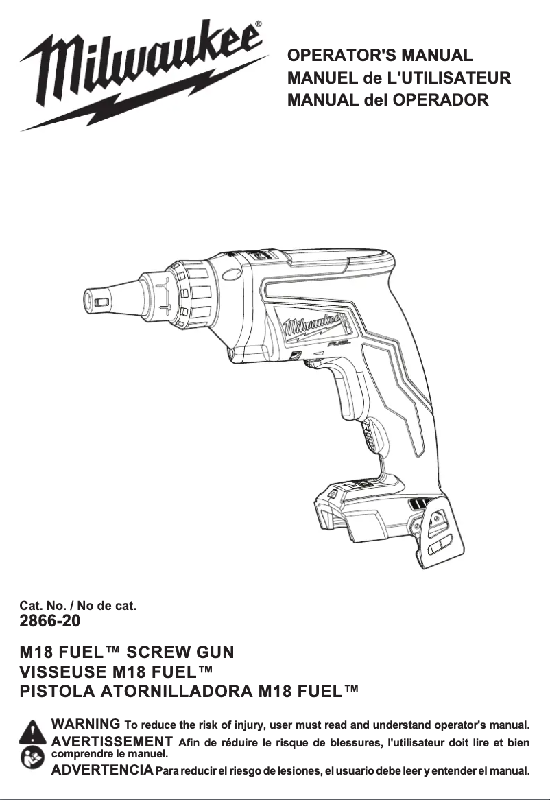 Page 1 of the manual User Manual Milwaukee M18 Fuel 2866-22