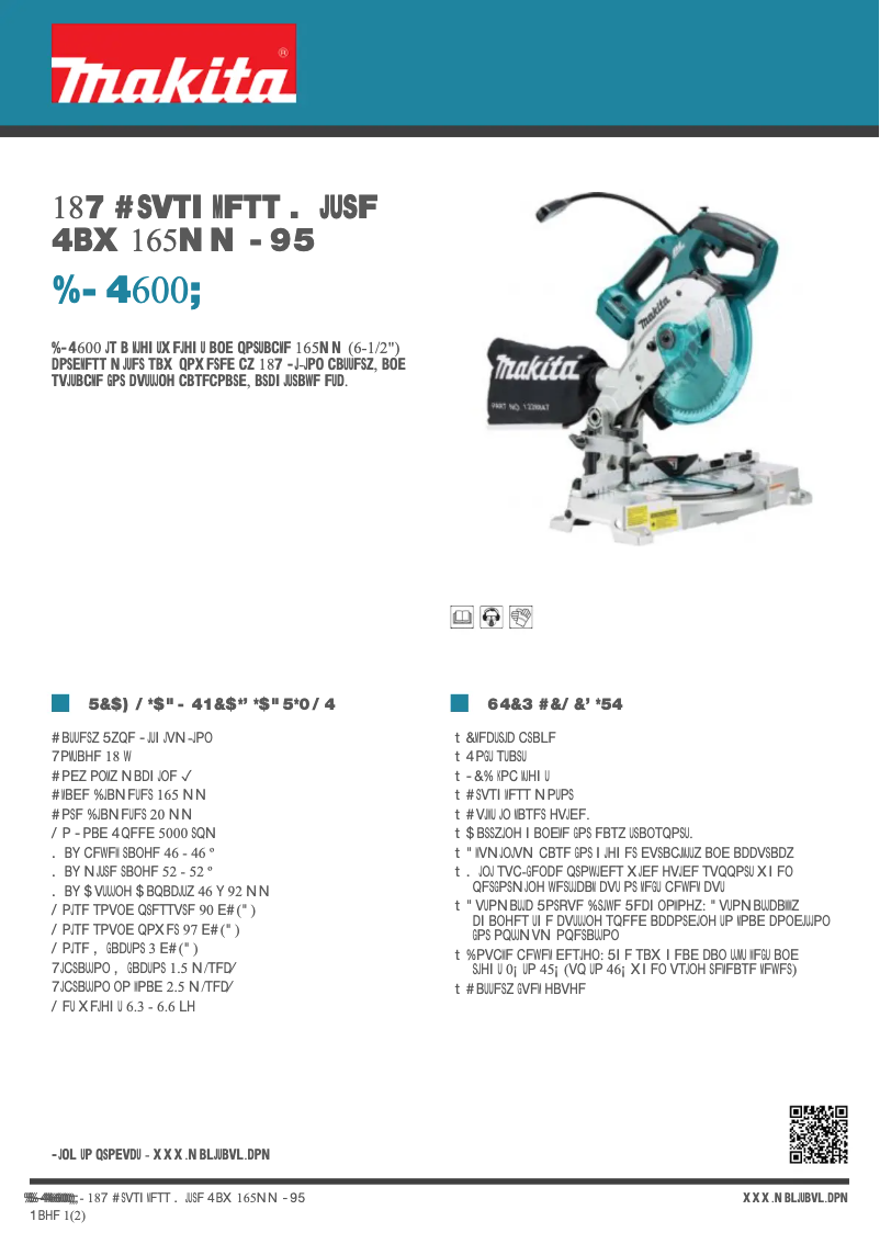 Page 1 of the manual Technical Sheet Makita DLS600Z