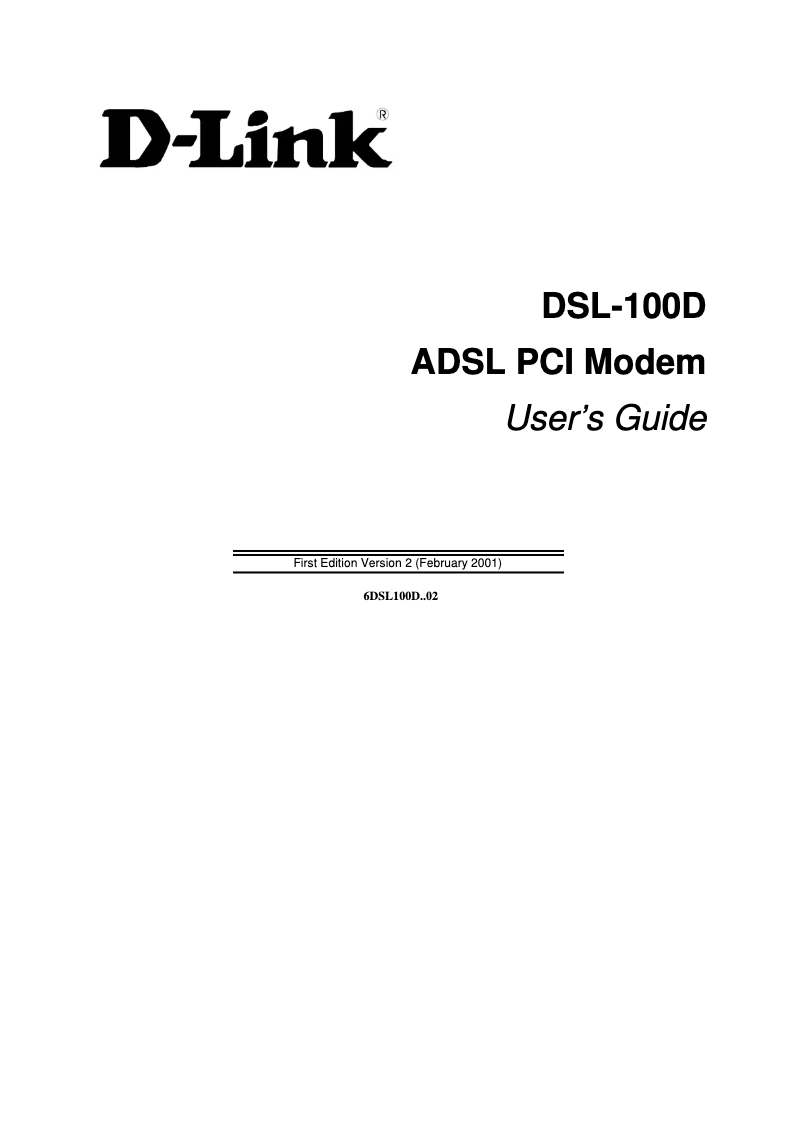 First page image of the manual for DSL-100D