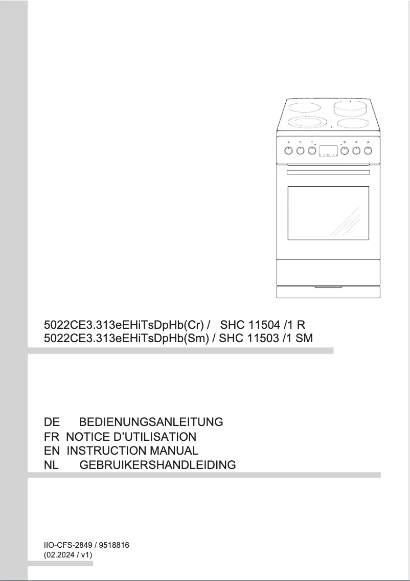 First page image of the manual for SHC 11504 R