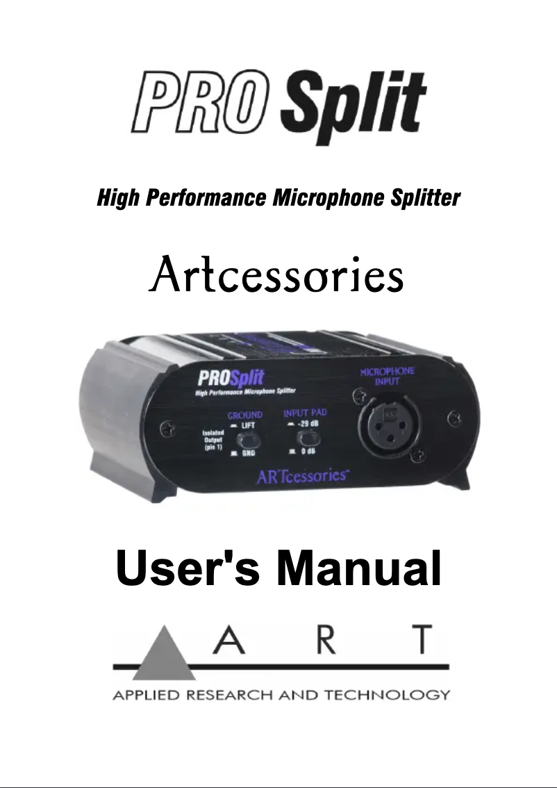 First page image of the manual for ProSplit