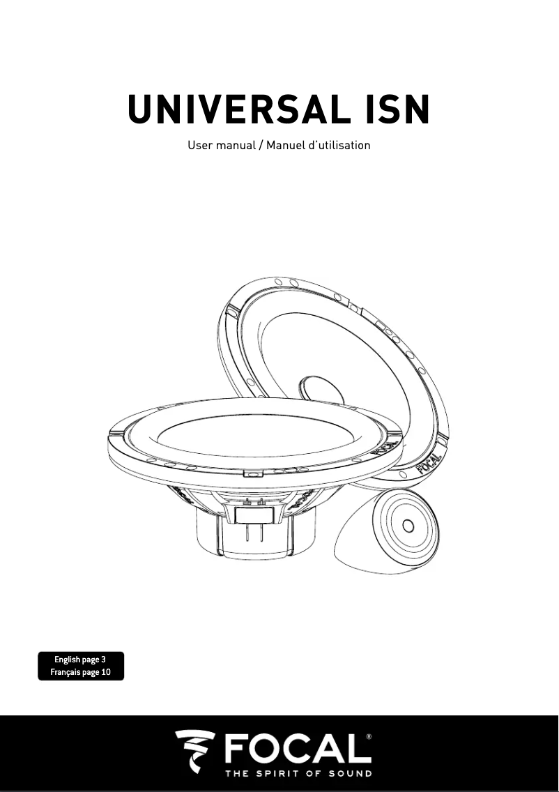 Page 1 of the manual User Manual Focal Universal ISN 130