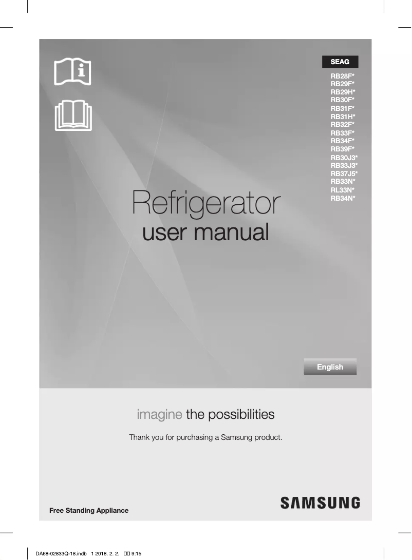 First page image of the manual for RB37J5345SS