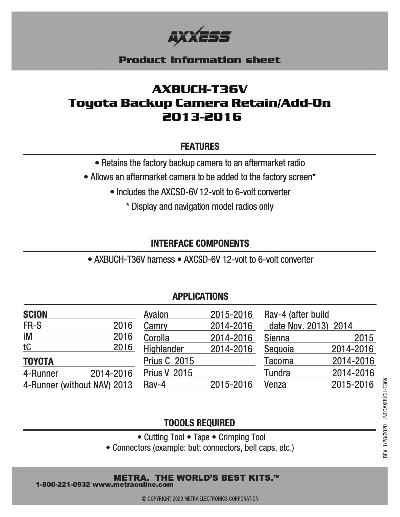 Page 1 of the manual Technical Sheet AXESS AXBUCH-T36V