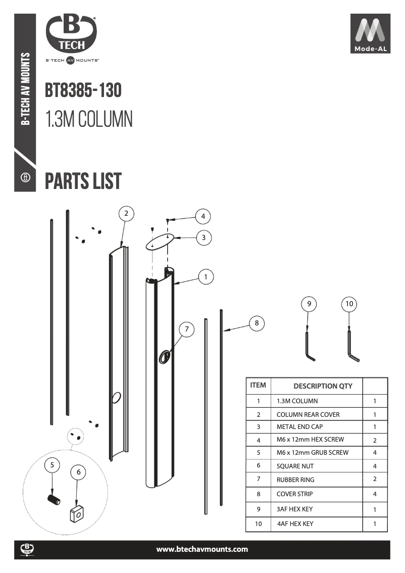 Page 1 of the manual User Manual B-Tech BT8385-130