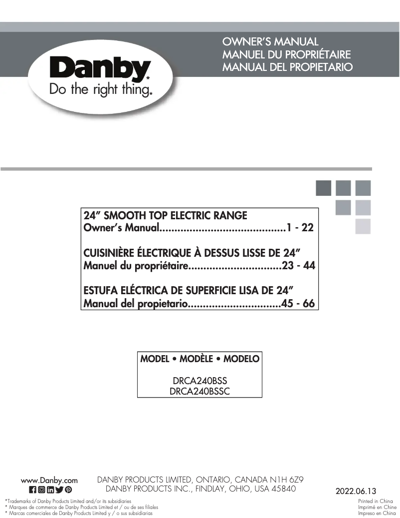 Page 1 of the manual User Manual Danby DRCA240BSS