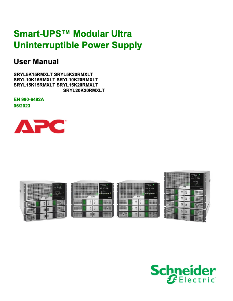 Page 1 of the manual User Manual APC Smart-UPS Modular Ultra SRYL5K15RMXLT
