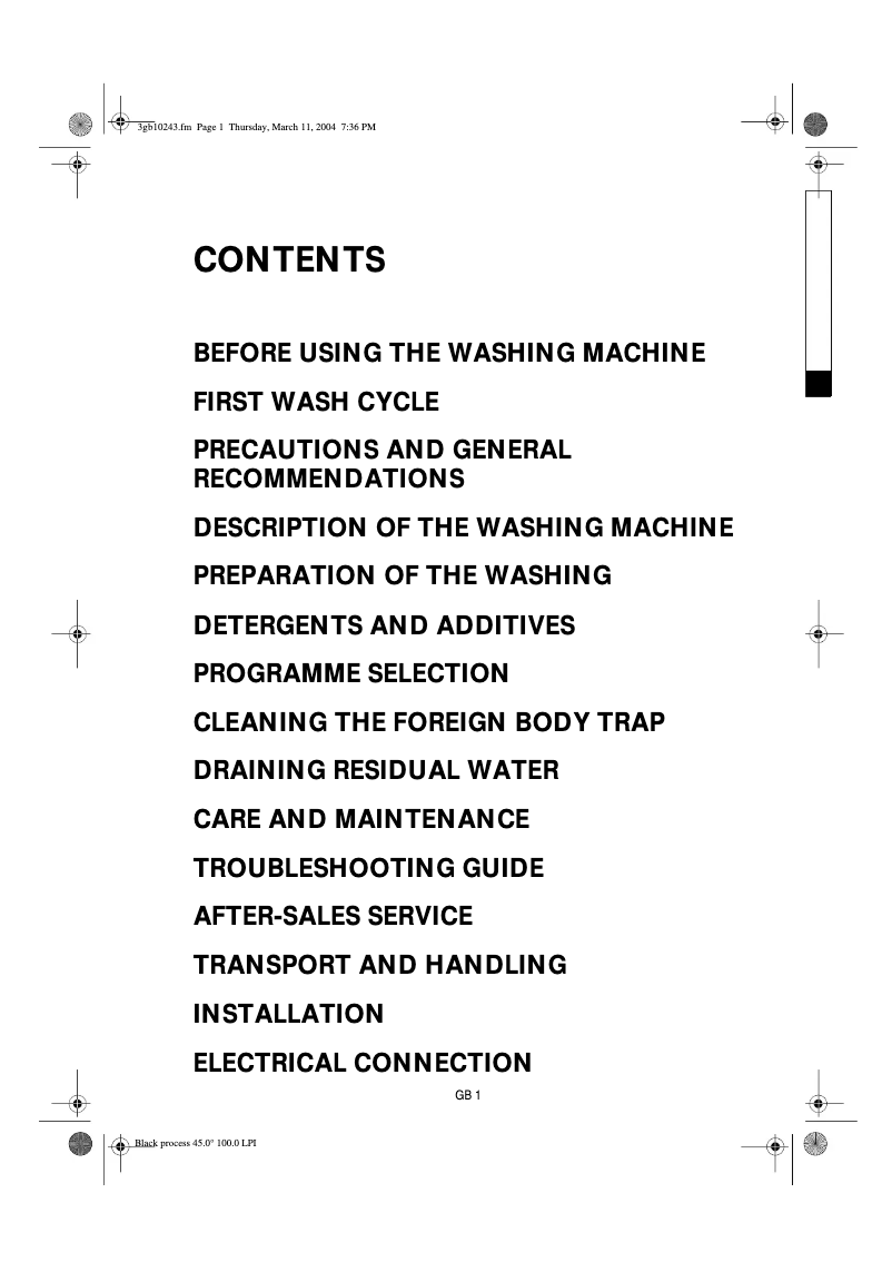 Page 1 of the manual User Manual Whirlpool AWE 8723