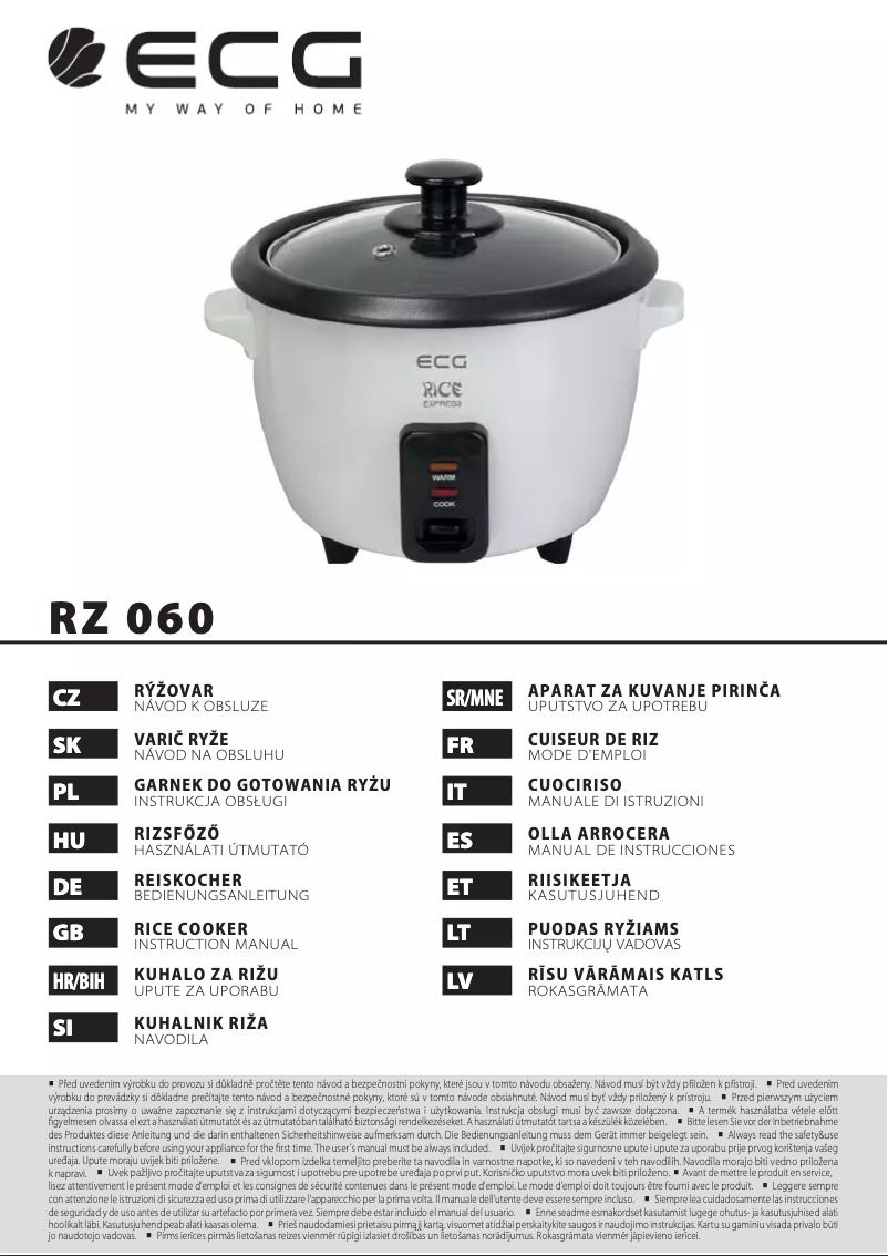 First page image of the manual for RZ 060