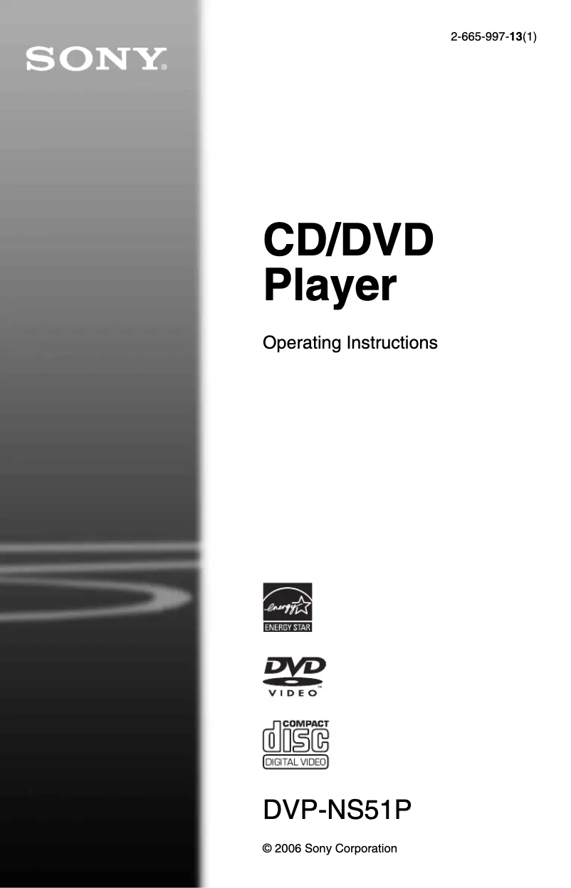 First page image of the manual for DVP-NS501P