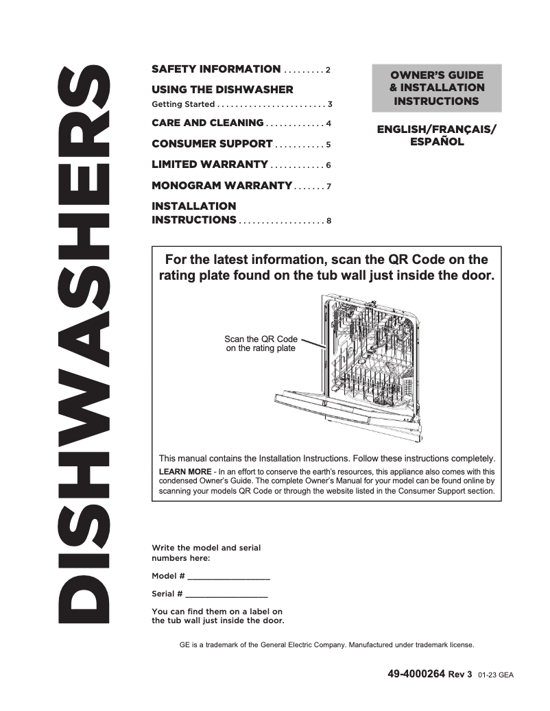 Page 1 of the manual Installation Guide GE GDF650SMVES