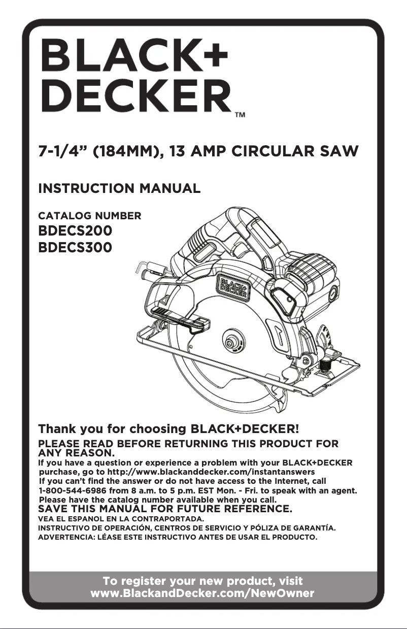 Page 1 of the manual User Manual Black & Decker BDECS300
